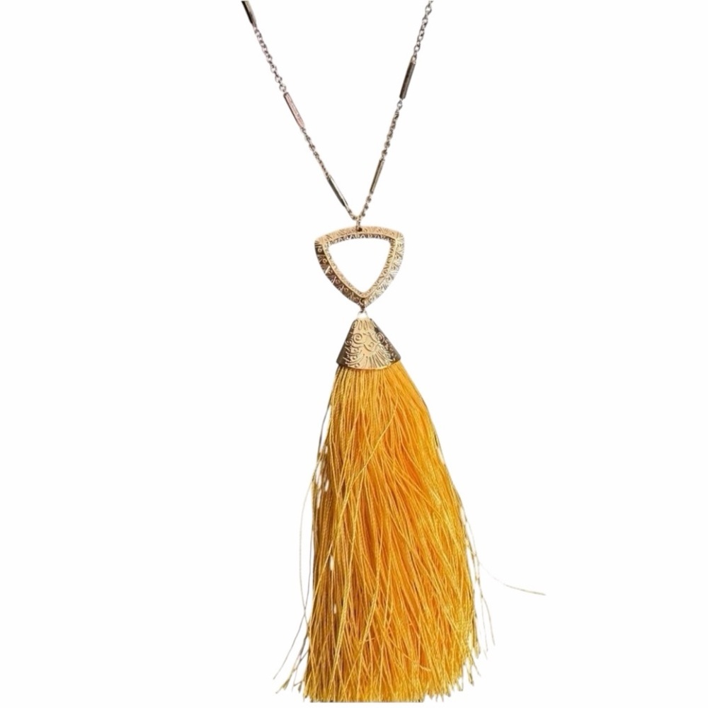 Express Gold Necklace with Yellow Tassel 31.5” - Picture 2 of 6